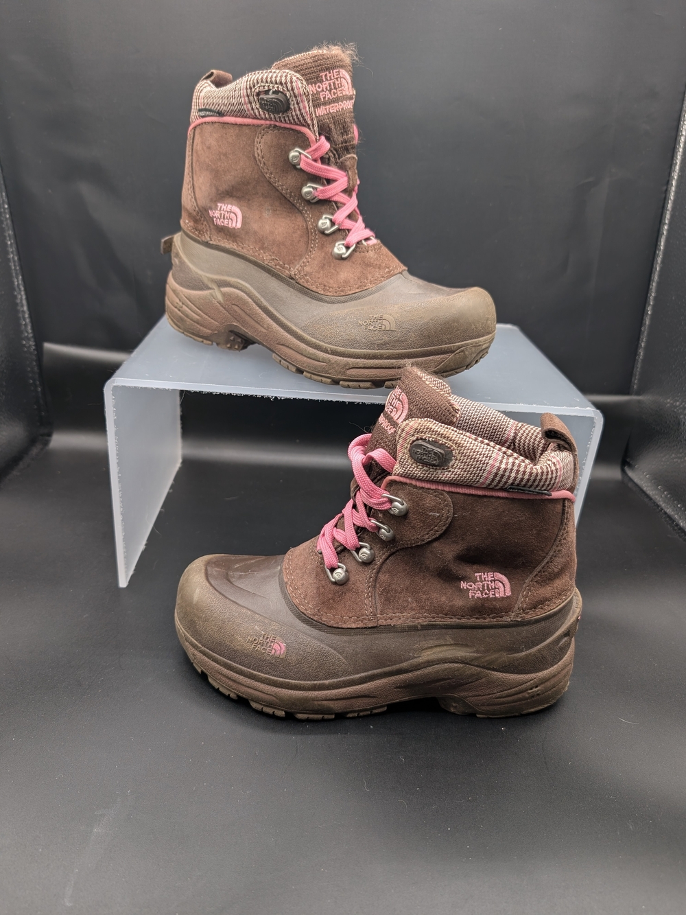 The North Face Kids' Brown and Pink Waterproof Winter Boots
